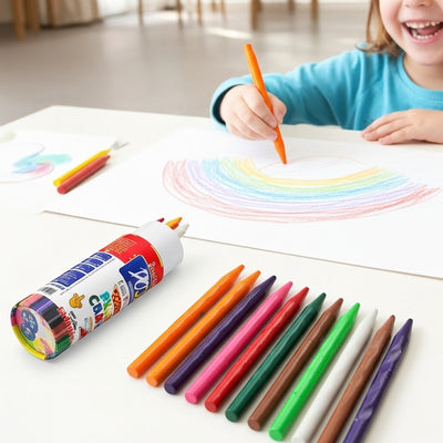 DOZY Triangle Plastic Crayons Colours – 12 Vibrant Colours