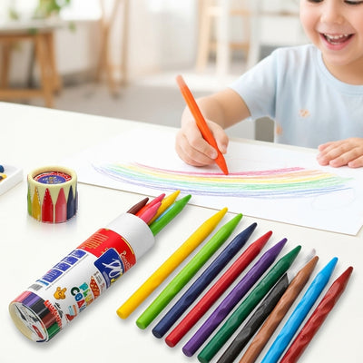 DOZY Triangle Plastic Crayons Colours – 12 Vibrant Colours | Pack of 2