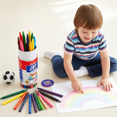 DOZY Triangle Plastic Crayons Colours – 12 Vibrant Colours | Pack of 3