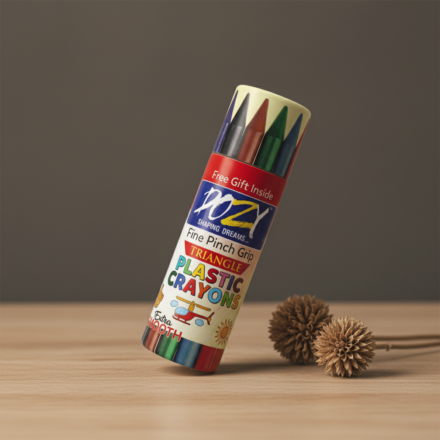 DOZY Triangle Plastic Crayons Colours – 12 Vibrant Colours | Pack of 4