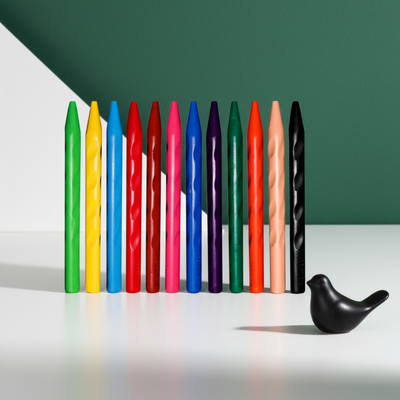 DOZY Triangle Plastic Crayons Colours – 12 Vibrant Colours | Pack of 2